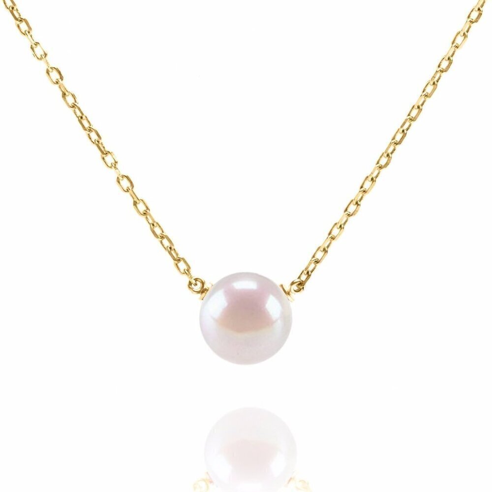 Freshwater Pearl Necklace 7.5-8.5mm Cultured Gold Pendant for Women Gift